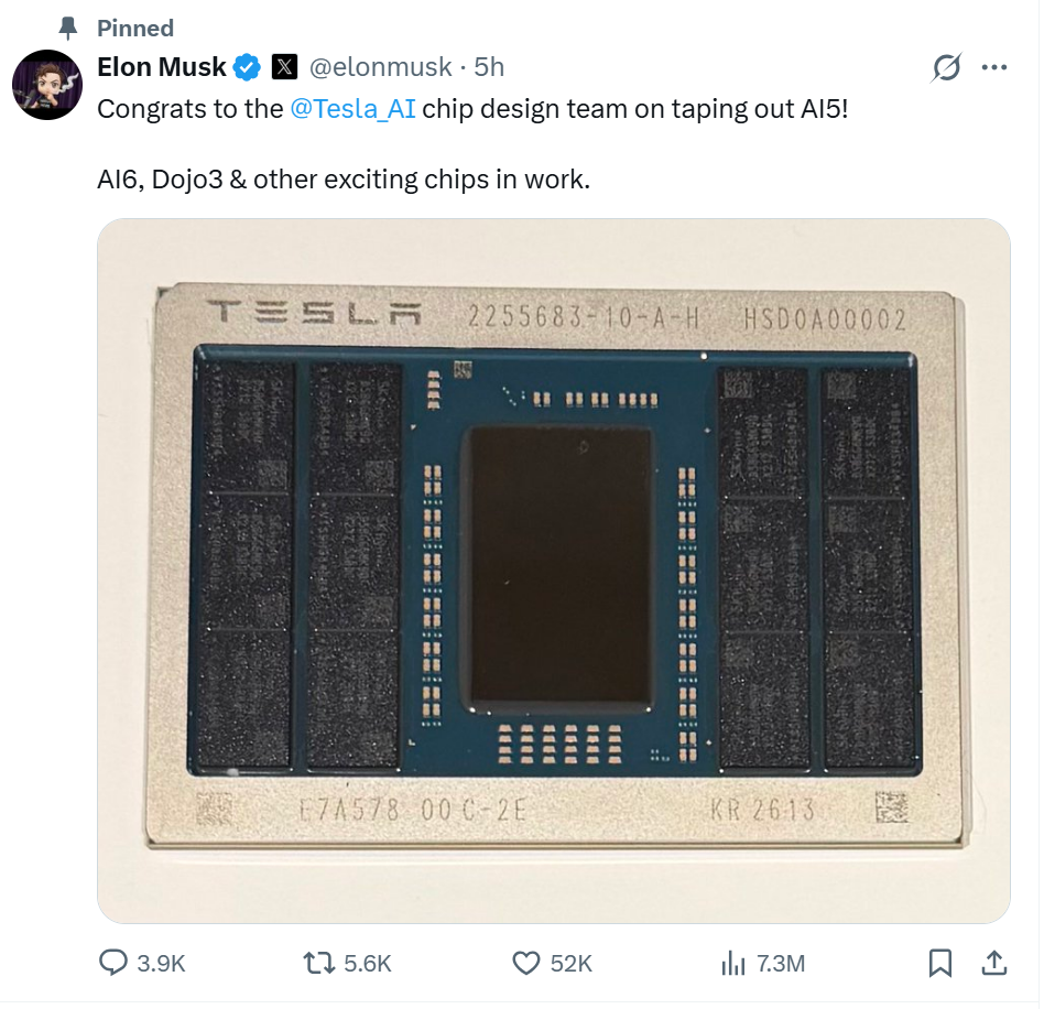 Illustration from coverage of Tesla’s AI5 announcement